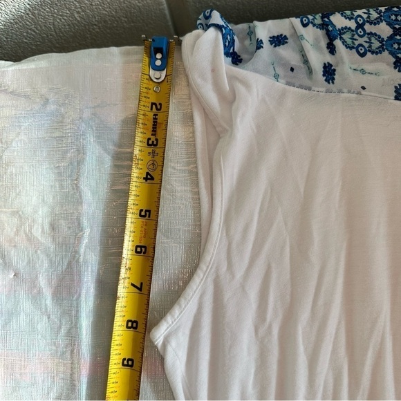 Masseys Elegant Double Top Flowy exterior fitted tank Blue & White Size S - Picture 5 of 9